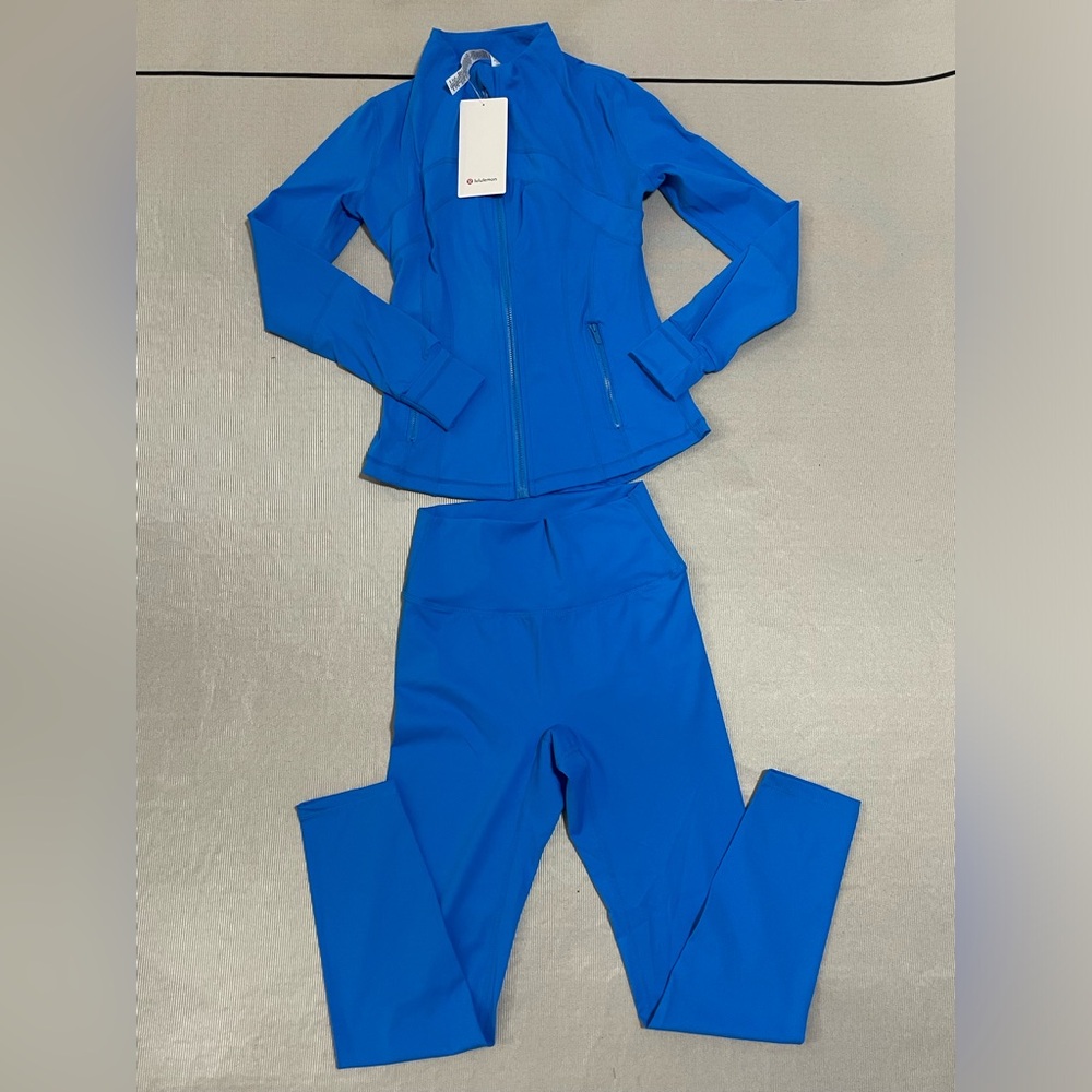lululemon athletica Electric Blue Bomber Jacket and Leggings Set